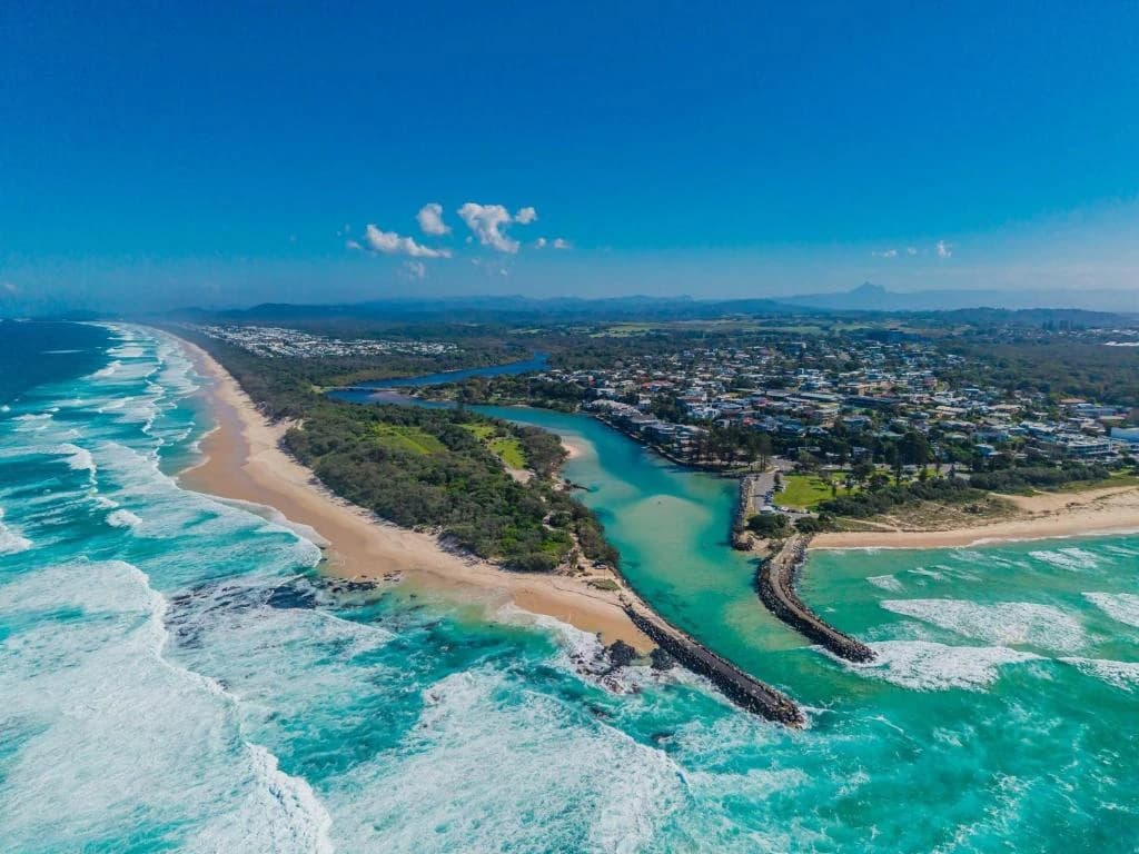 Kingscliff and Cudgen Creek from above
